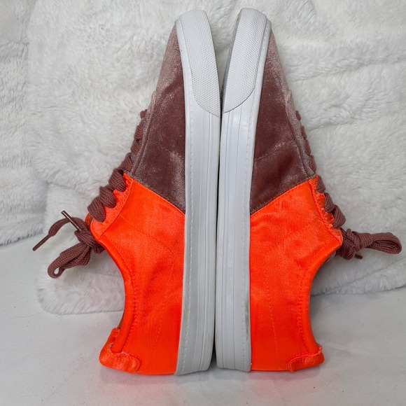 ASOS Velvet Sneakers Women's‎ Size 7 Mauve Pink Orange Accent Lace Up Shoes - Picture 4 of 11